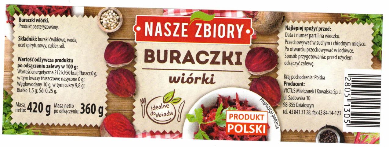 Etykieta wycofanych buraczków