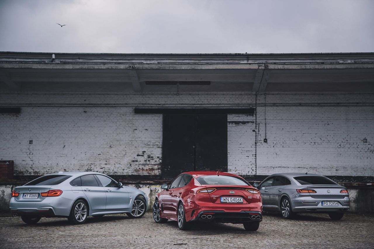 BMW 4 Gran Coupé, Kia Stinger i Volkswagen Arteon (fot. Filip Blank)