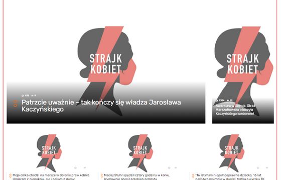 naTemat i Gazeta.pl z logo Strajku Kobiet na stronach głównych, TOK FM z audycją o protestach ws. aborcji