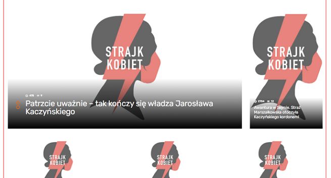 naTemat i Gazeta.pl z logo Strajku Kobiet na stronach głównych, TOK FM z audycją o protestach ws. aborcji