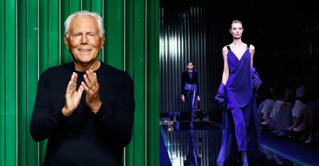Giorgio Armani oddaje hołd obywatelom Ukrainy podczas Tygodnia Mody w Mediolanie: "Tak mogłem okazać swoje serce w obliczu tragedii"