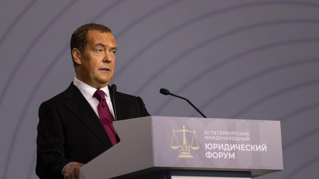 Deputy Chairman of the Security Council of the Russian
ST  PETERSBURG, RUSSIA - 2024/06/27: Deputy Chairman of the Security Council of the Russian Federation, Chairman of the United Russia party Dmitry Medvedev seen during the plenary session 'Law is the basis of global balance' on the second day of the St. Petersburg International Legal Forum. The St. Petersburg International Legal Forum is the largest platform for dialogue between representatives of the legal, business, political, and law enforcement communities on issues of law in the interests of citizens, business, improving law enforcement practice, promoting legislative initiatives to develop legal culture and regulate the socio-economic sphere in modern conditions. (Photo by Artem Priakhin/SOPA Images/LightRocket via Getty Images)
SOPA Images
united russia party, deputy chairman, legal, legal culture, dialogue, representatives, chairman, security council, st. petersburg international legal forum, political, law enforcement, russian federation