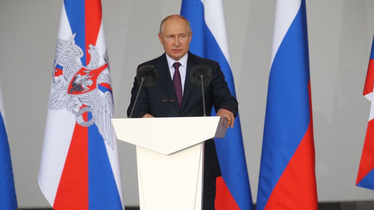 Russian President Vladimir Putin Army 2021 Military Forum
KUBINKA, RUSSIA - AUGUST, 23: (RUSSIA OUT) Russian President Vladimir Putin speeks during the opening ceremony of the International Military-Technical Forum "Army-2021" at the Partiot Park on August 23, 2021 in Kubinka, outside of Moscow, Russia. President Putin arrived to the Patriot Park to visit an annual national military forum and exhibition. (Photo by Mikhail Svetlov/Getty Images)
Mikhail Svetlov