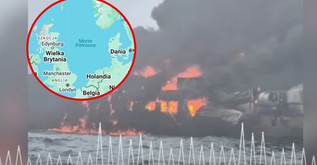 "Ogromna kula ognia". Płoną dwa statki na Morzu Północnym