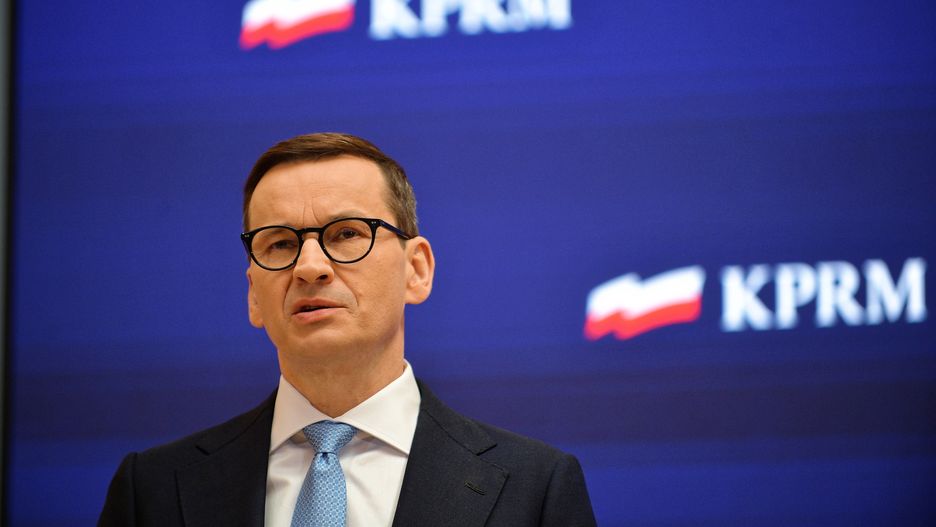 Warszawa, 10.05.2022. Premier Mateusz Morawiecki na konferencji prasowej w siedzibie Kancelarii Prezesa Rady Ministrów w Warszawie, 10 bm. Konferencja dot. m.in. pomocy państwa w spłacie kredytów hipotecznych. (aldg) PAP/Marcin Obara