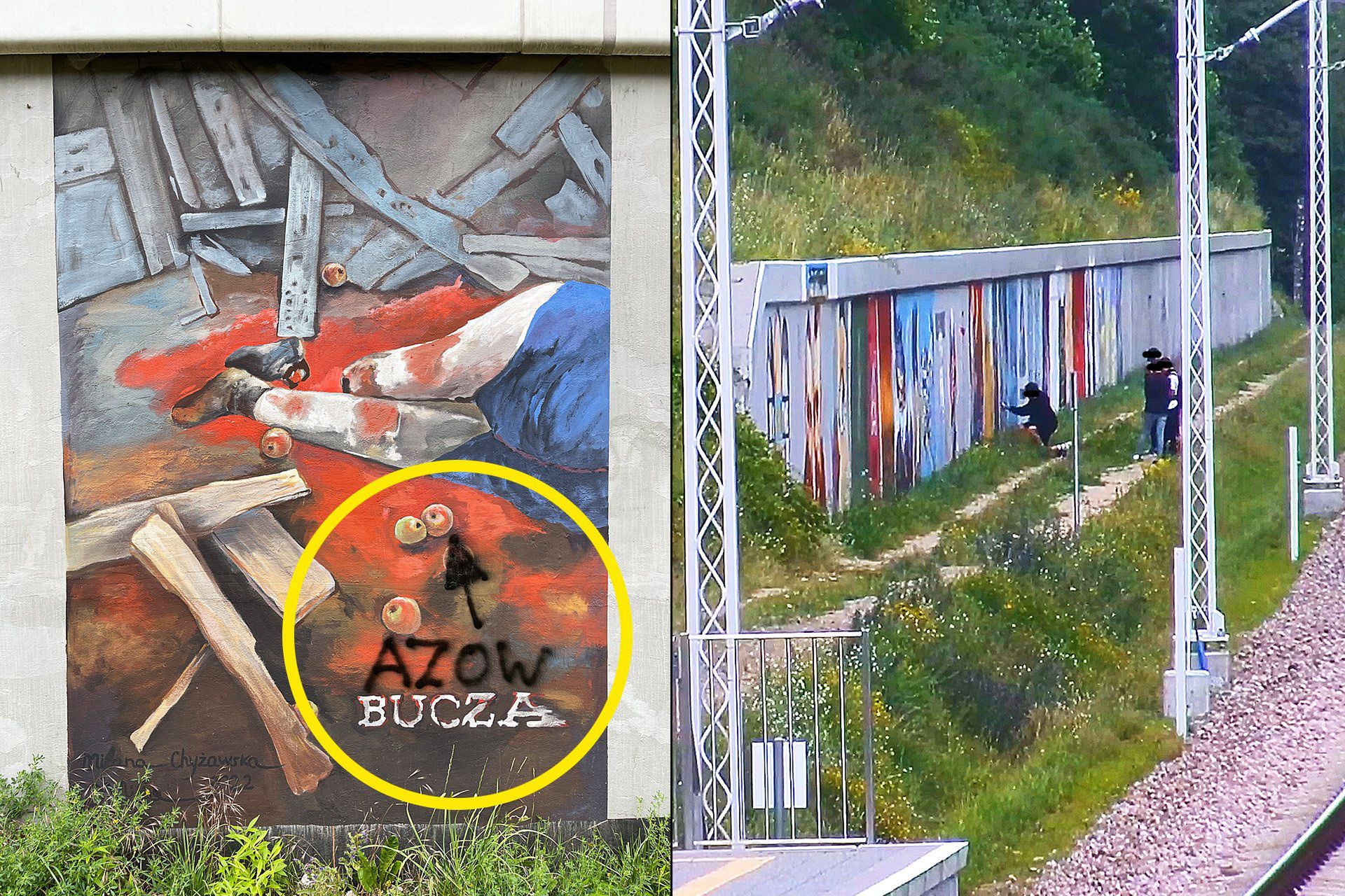 Antywojenne murale zostały zdewastowane. Sprawcy poszukiwani