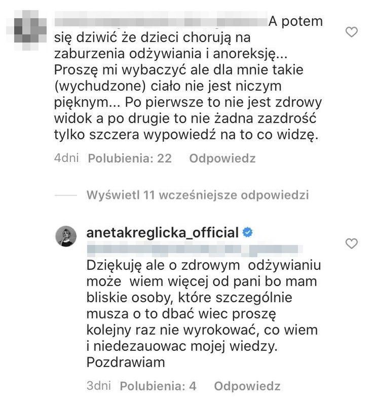 Aneta Kręglicka broni swojej szczupłej sylwetki