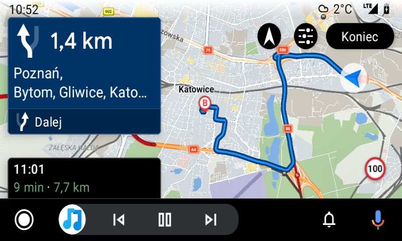 Sygic w Android Auto, fot. Oskar Ziomek.