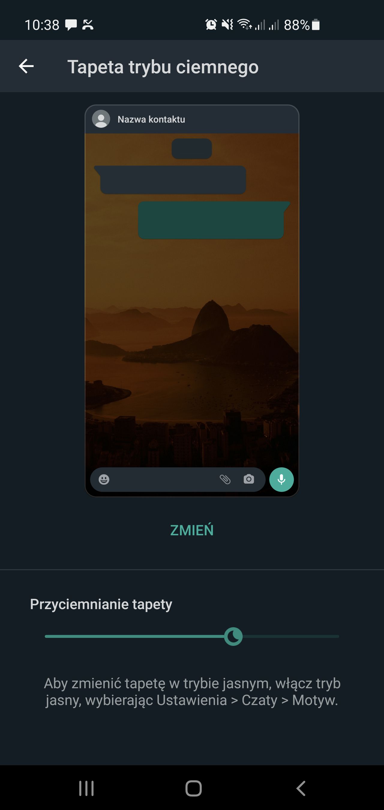 WhatsApp i ustawienia tapety