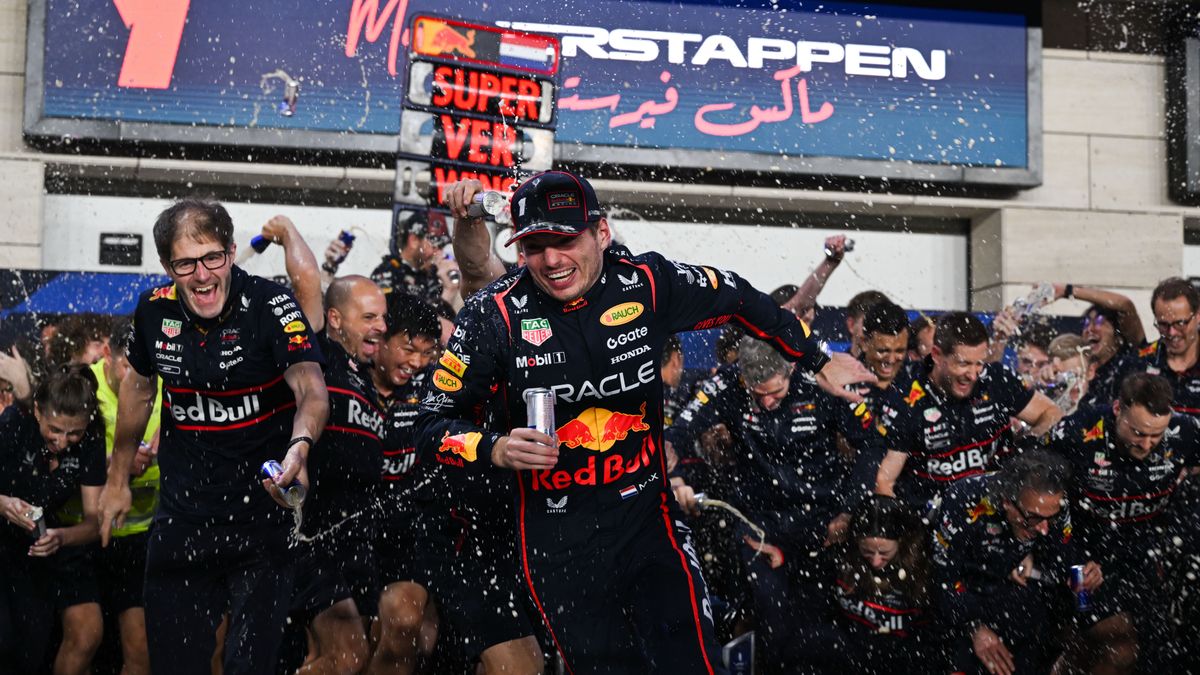 Max Verstappen of Oracle Red Bull Racing celebrates winning the race at Lusail International Circuit in Qatar on November 30, 2025. (Photo by Ahmad AlShehab/NurPhoto via Getty Images)