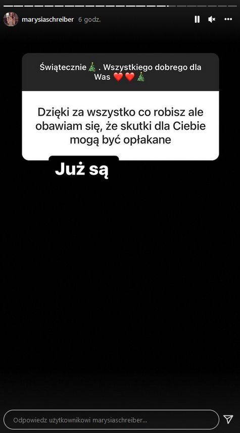 Marianna Schreiber żali się na Instagramie po Wigilii z mężem-ministrem