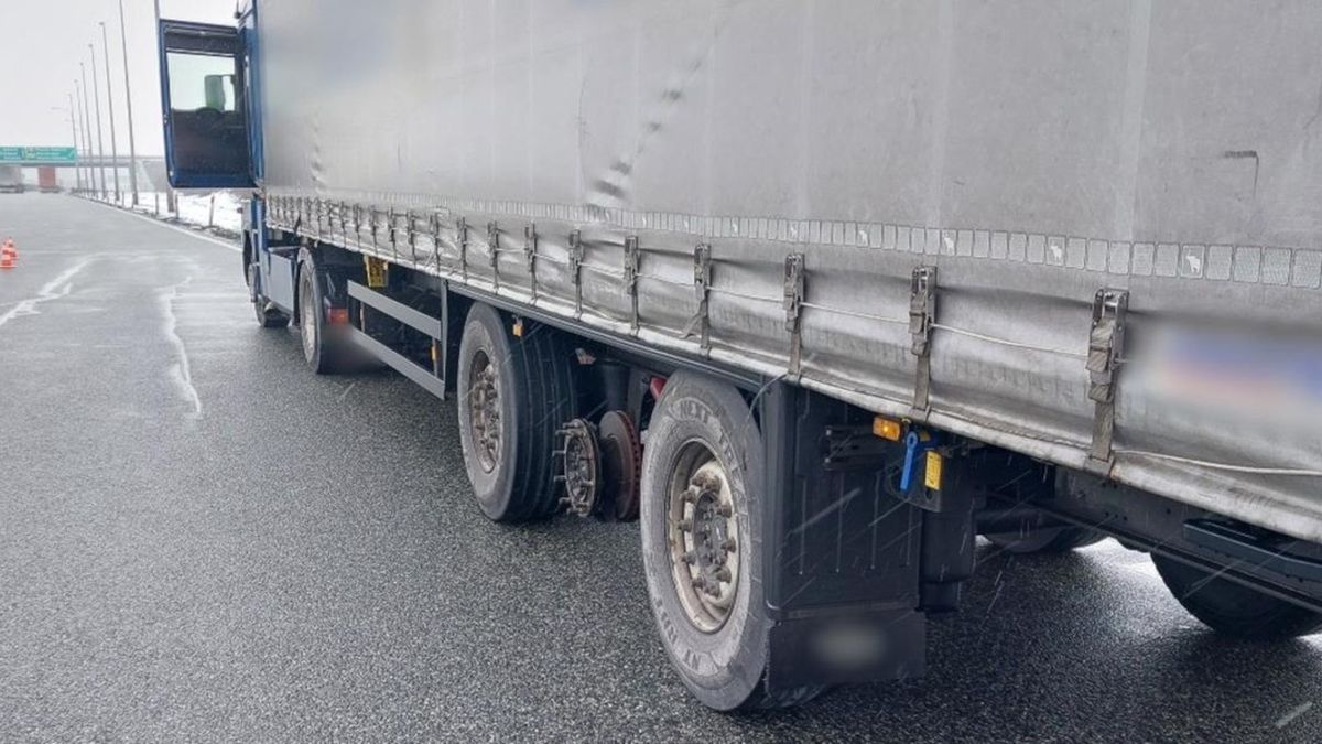 Naczepą bez koła chciał przejechać granicę