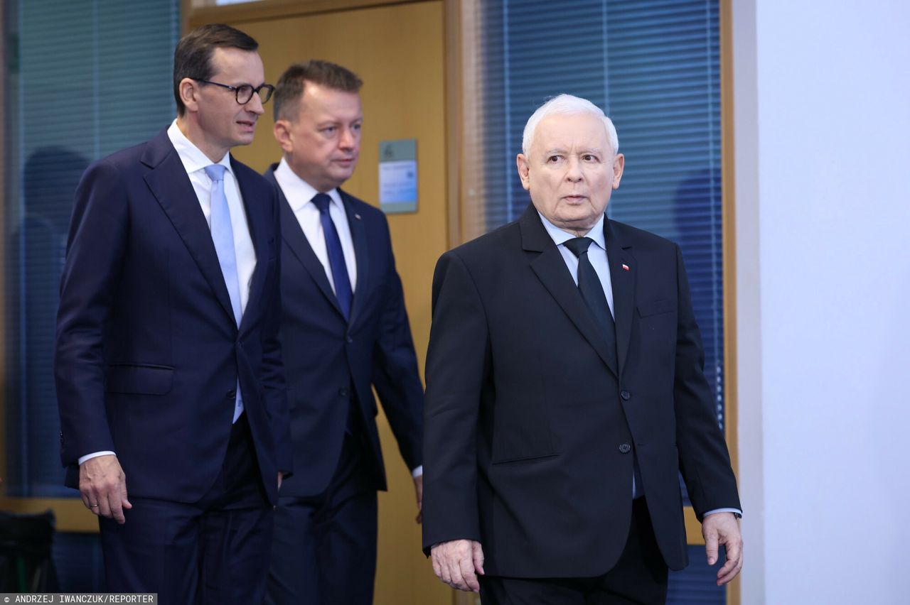 Od lewej: Mateusz Morawiecki, Mariusz Błaszczak, Jarosław Kaczyński