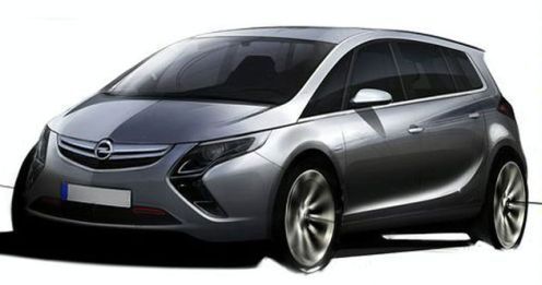 Nowy Opel Zafira na szkicu