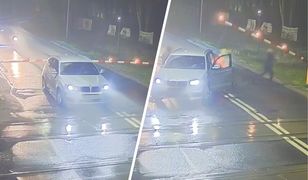 W ostatniej chwili z auta wybiegły pasażerki. BMW na środku przejazdu