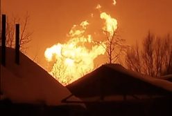 Rosyjski gazociąg stanął w ogniu. Ogień widziany z daleka