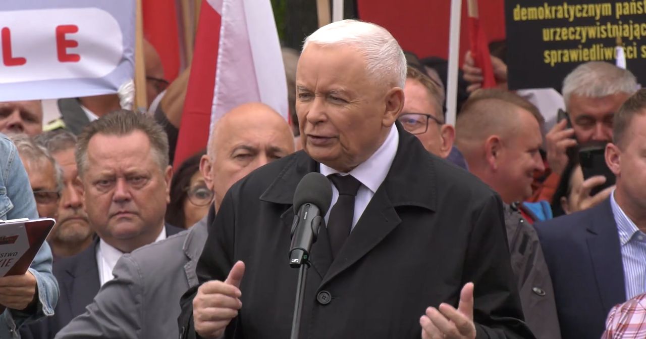 Jarosław Kaczyński na proteście