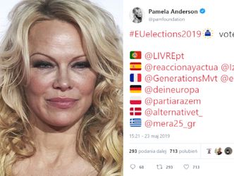 Pamela Anderson zachęca do głosowania na Partię Razem. Internauci: "Pochodzi to z twojego mózgu czy z sylikonu?"