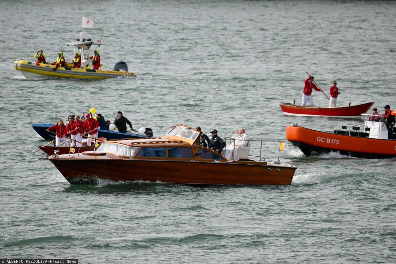 Pope Francis makes historic Venice visit by motorboat for Biennale