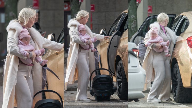 Zabiegana Lil Masti wsiada z dzieckiem do samochodu za pół miliona złotych