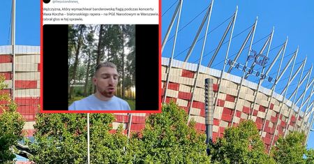 Wymachiwał banderowską flagą na PGE Narodowym. Ukrainiec przeprasza