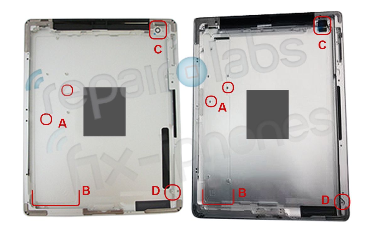 Tylne panele iPada 2 (po lewej) i iPada 3.