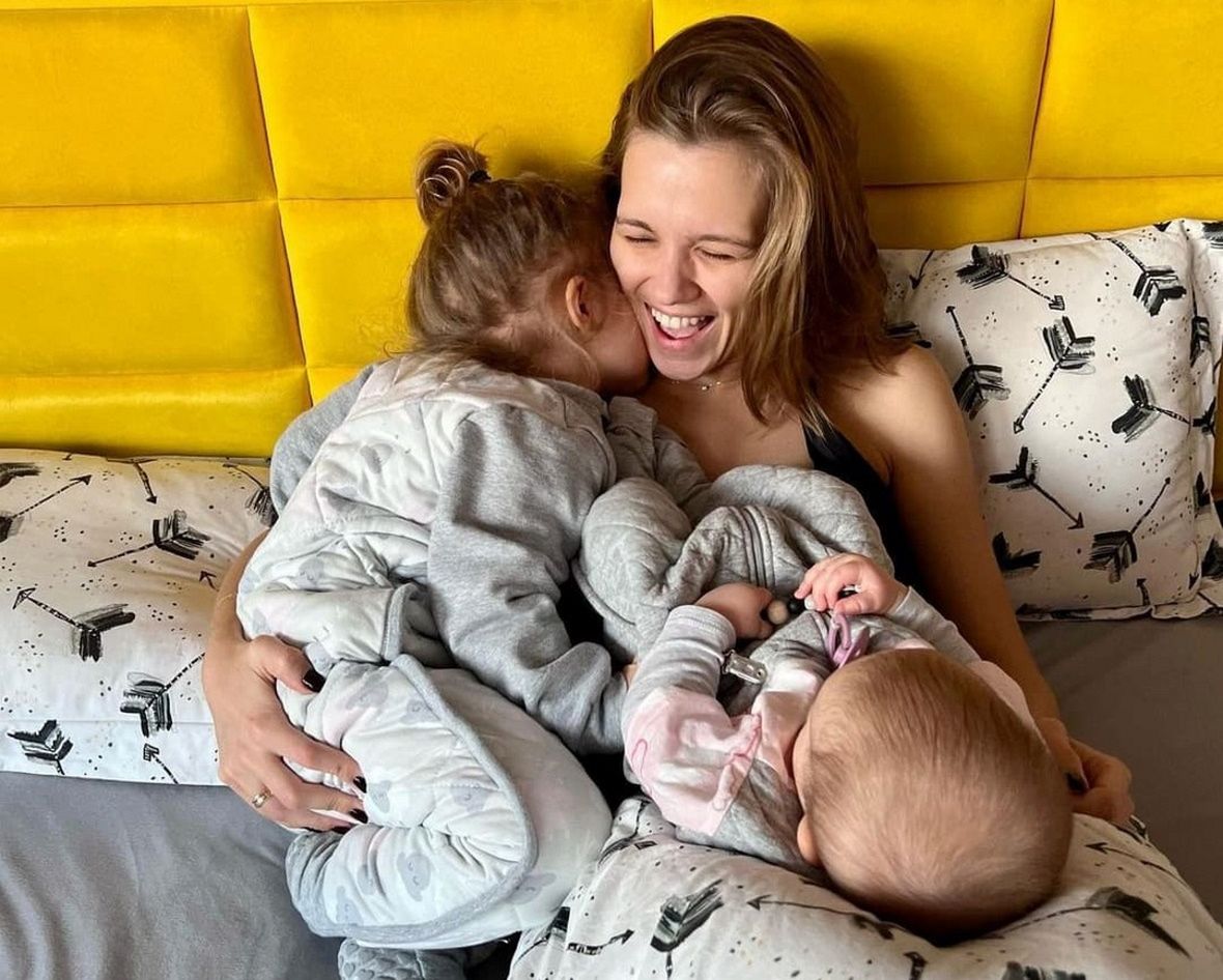 Agnieszka Kaczorowska z dziećmi