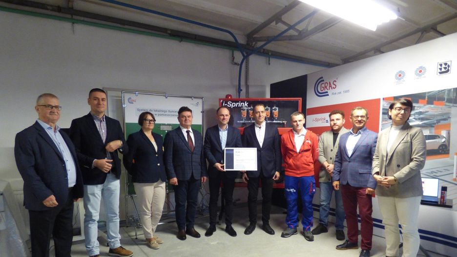 Firma GRAS z Korzybia uhonorowana Laurum Słupskiej Izby Biznesu za innowacyjny system gaśniczy i-Sprink