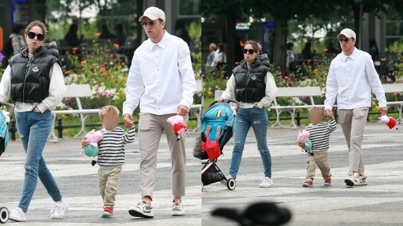 Piotr Zieliński spaceruje po Sopocie z żoną i synkiem