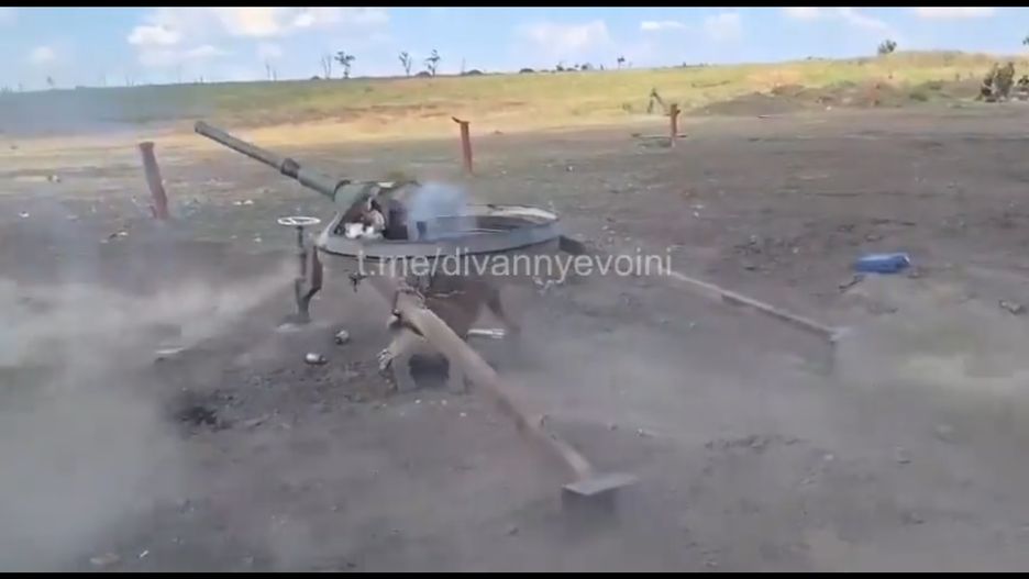 Improwizowana rosyjska artyleria z BMP-1 i złomu.