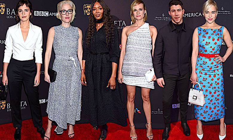 Gwiazdy na herbatce przed Złotymi Globami 2018: Emma Watson, Naomi Campbell, Nick Jonas, Diane Kruger [ZDJĘCIA]