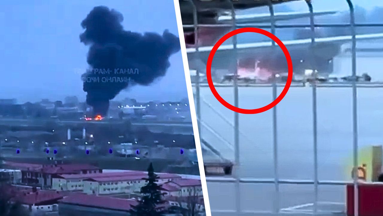 Billows of smoke above the airport in Sochi. "The fire was planned"
