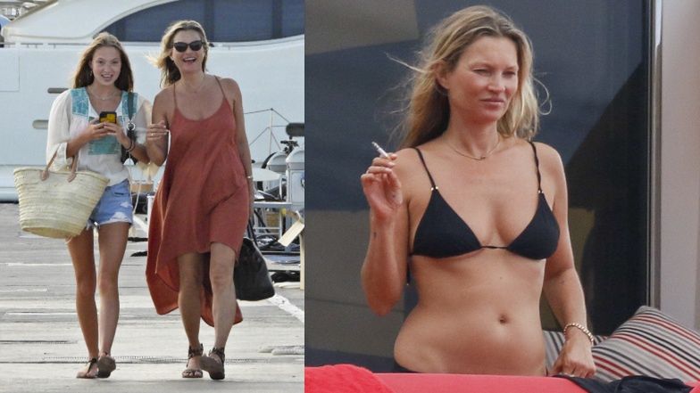 Kate Moss zaciąga się papieroskiem, opalając się na jachcie z córką i młodszym kochankiem (ZDJĘCIA)