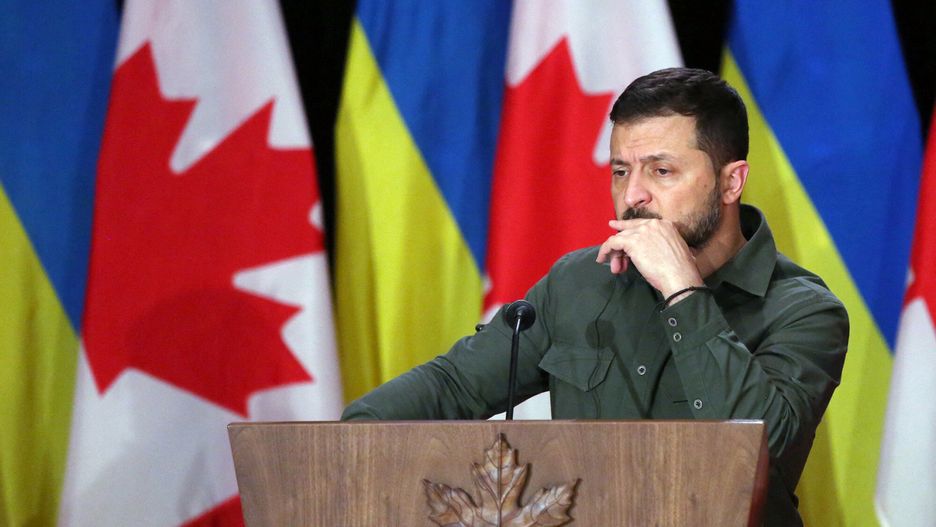 Temporary
Ukraine's President Volodymyr Zelensky looks on during a news conference on Parliament Hill on September 22, 2023 in Ottawa. (Photo by Dave Chan / AFP)
DAVE CHAN