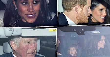 Cała rodzina królewska na świątecznym spotkaniu w Pałacu Buckingham. Meghan Markle z Harrym czy Kate z Williamem? Która para wyglądała lepiej?