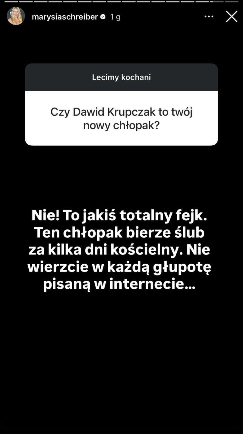 Marianna Schreiber odpowiada na pytanie o nowego partnera