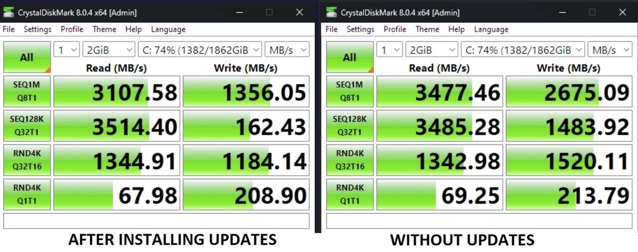 Spadek wydajności SSD w Windows 11