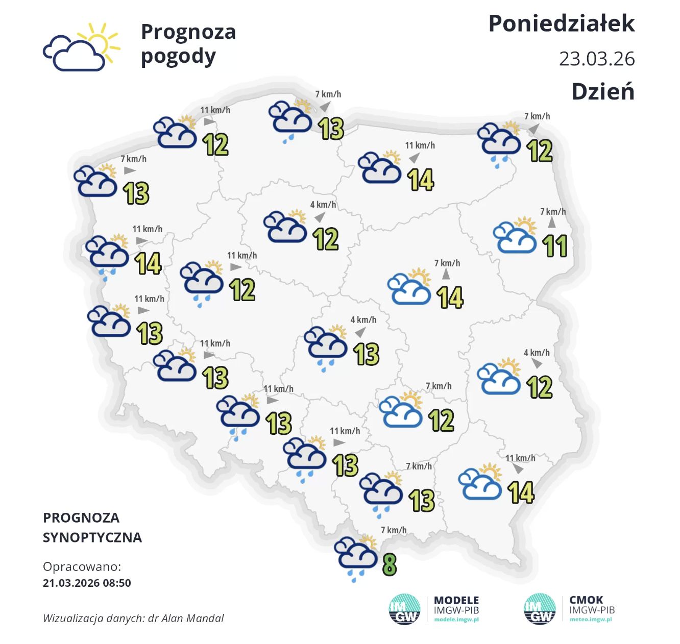 Prognoza pogody na 23 marca