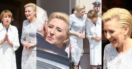Agata Duda w błękicie żartuje z Pierwszą Damą Niemiec (ZDJĘCIA)