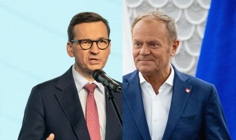 Na zdjęciu były premier Mateusz Morawiecki i obecny szef rządu Donald Tusk