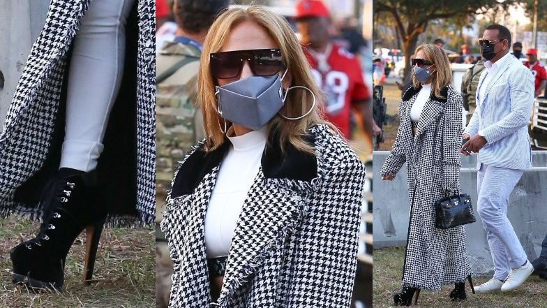 Jennifer Lopez i Alex Rodriguez podczas finału Super Bowl 2021