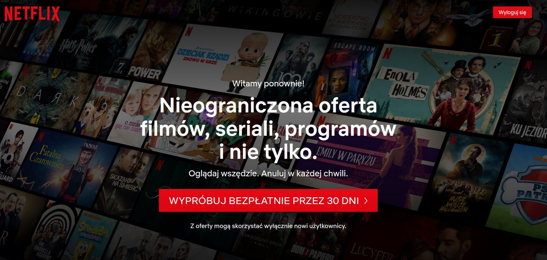 Screen ze strony netflix.com