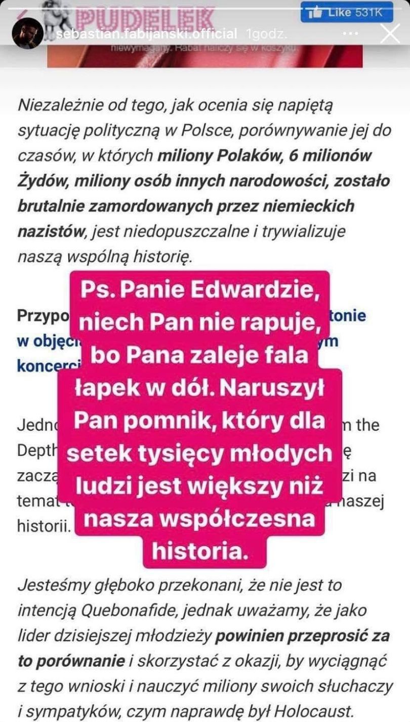 Sebastian Fabijański uderza w Quebonafide