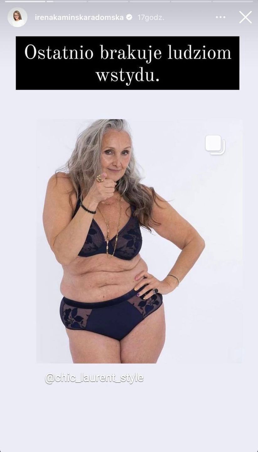 Irena Kamińska-Radomska oburzona fotografią dojrzałej kobiety w bieliźnie