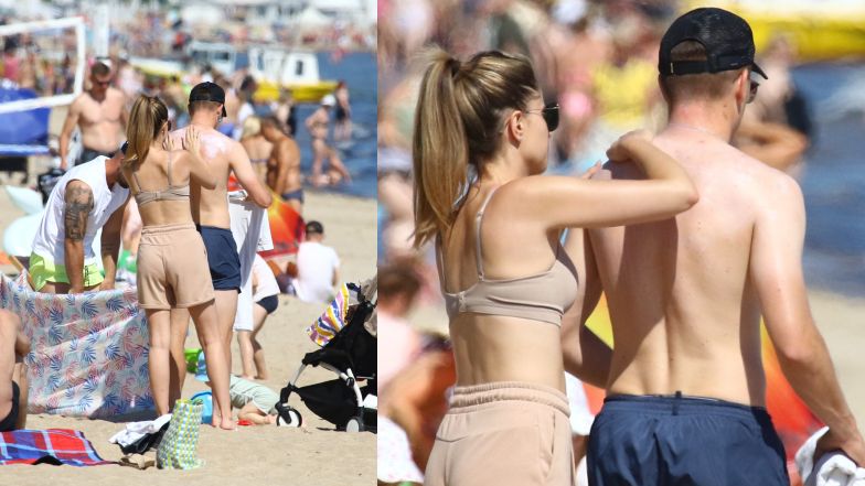 Piotr Zieliński nad polskim morzem z rodziną