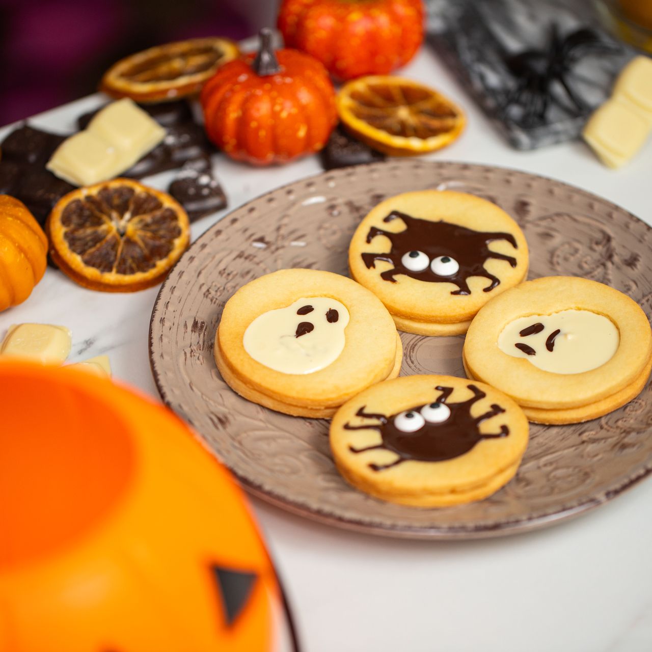 Halloween ghost and spider cookies