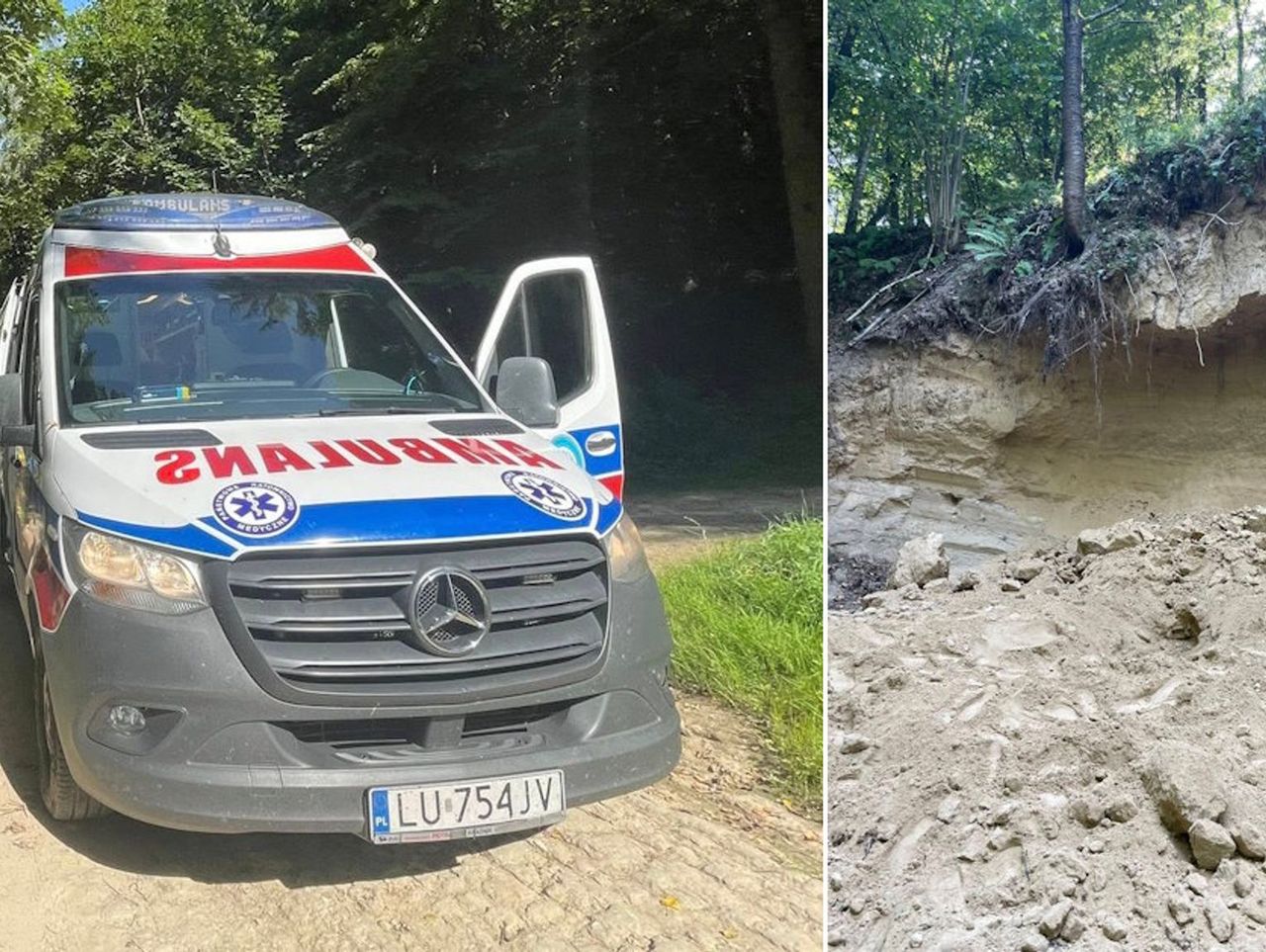 Dzierzkowice-Podwody: Akcja ratunkowa w lesie. Ziemia osunęła się na dzieci