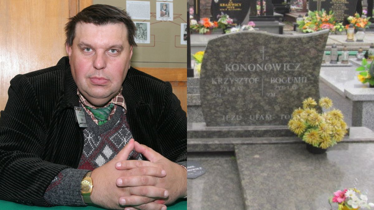 Tablica przy grobie Kononowicza