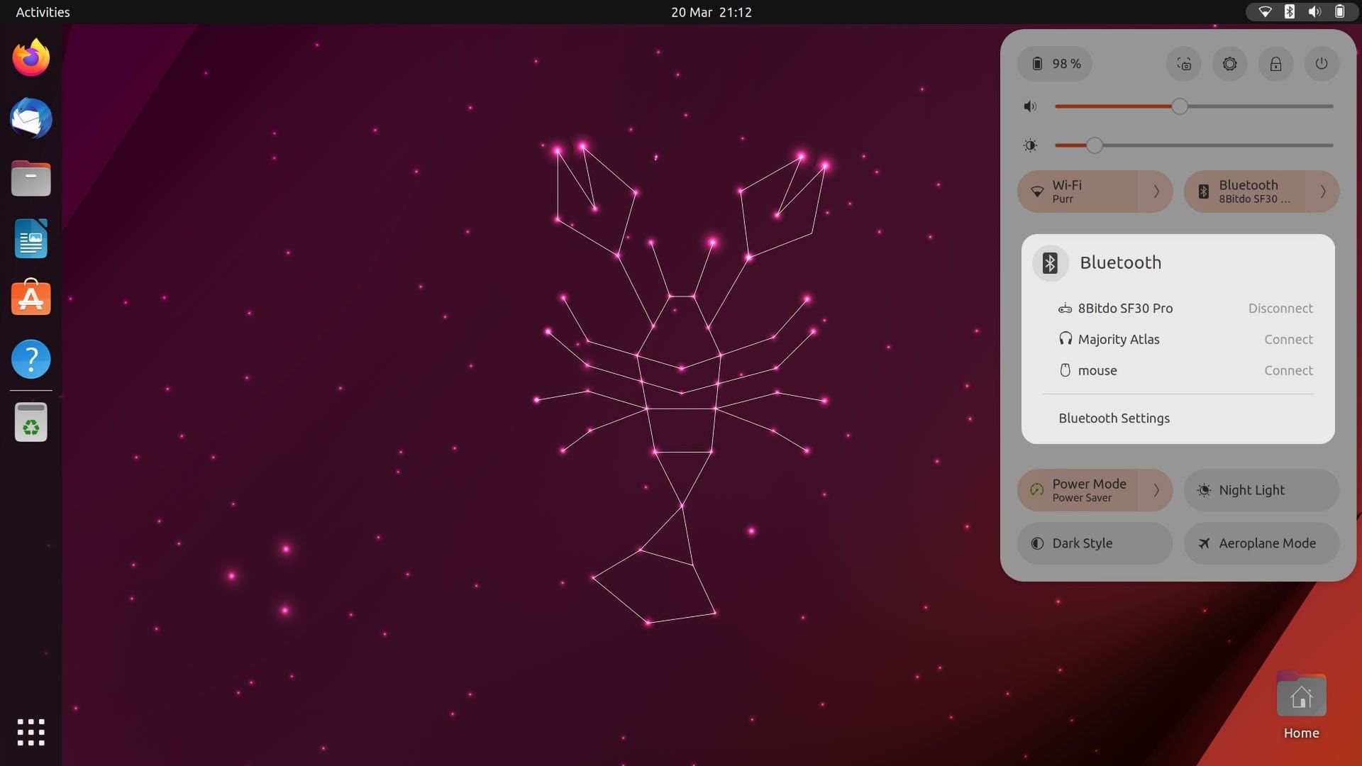 Szybkie ustawienia w Ubuntu 23.04 - łączę Bluetooth