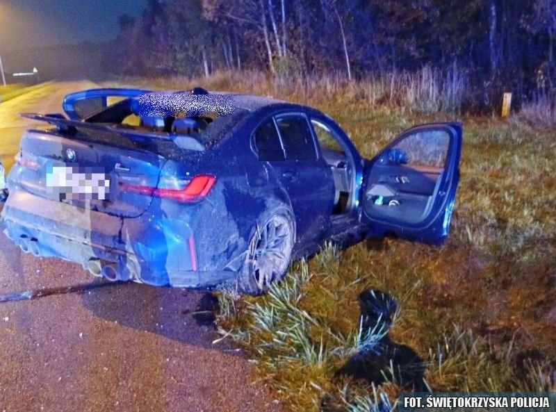 Kierowca uderzył w wiatę, a nastepnie wjechał do rowu